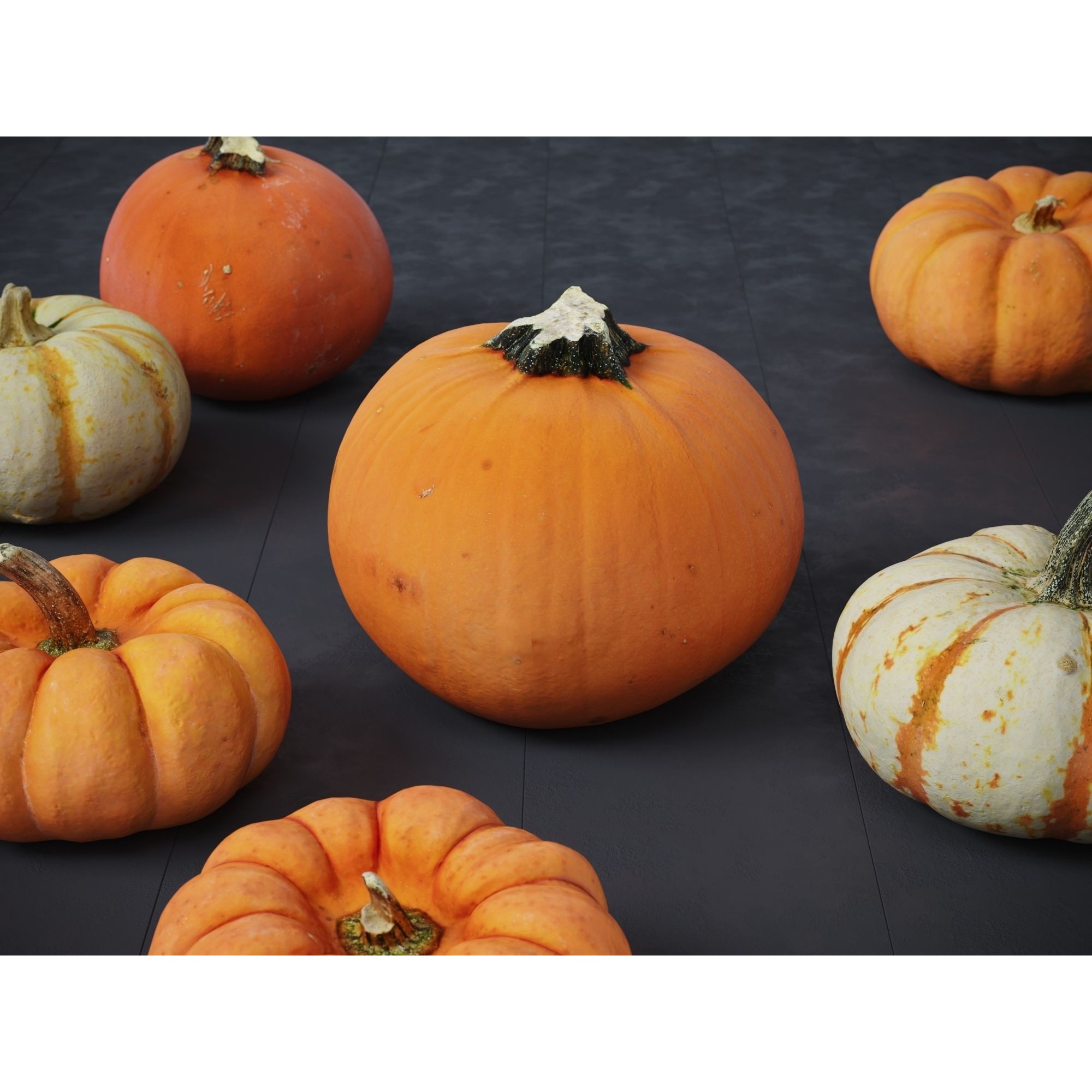 Pumpkins - Low-Poly Game-Ready 3D Model - View 4