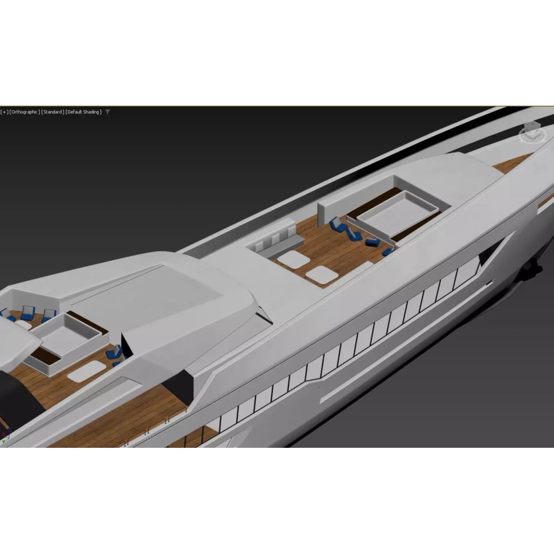 Modern Luxury Superyacht 3D Model – Teak Deck, PBR Textures, FBX