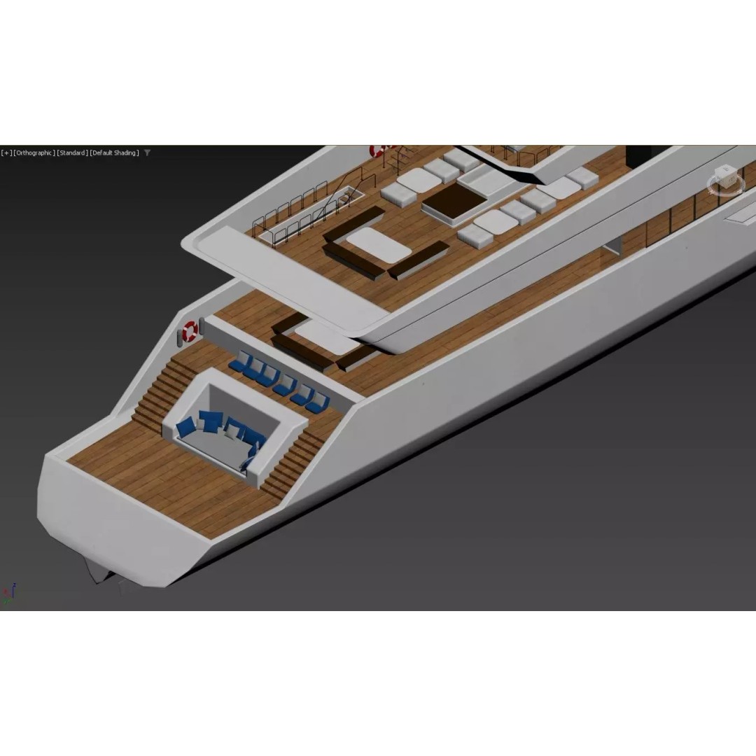 Modern Luxury Superyacht 3D Model – Teak Deck, PBR Textures, FBX - View 13