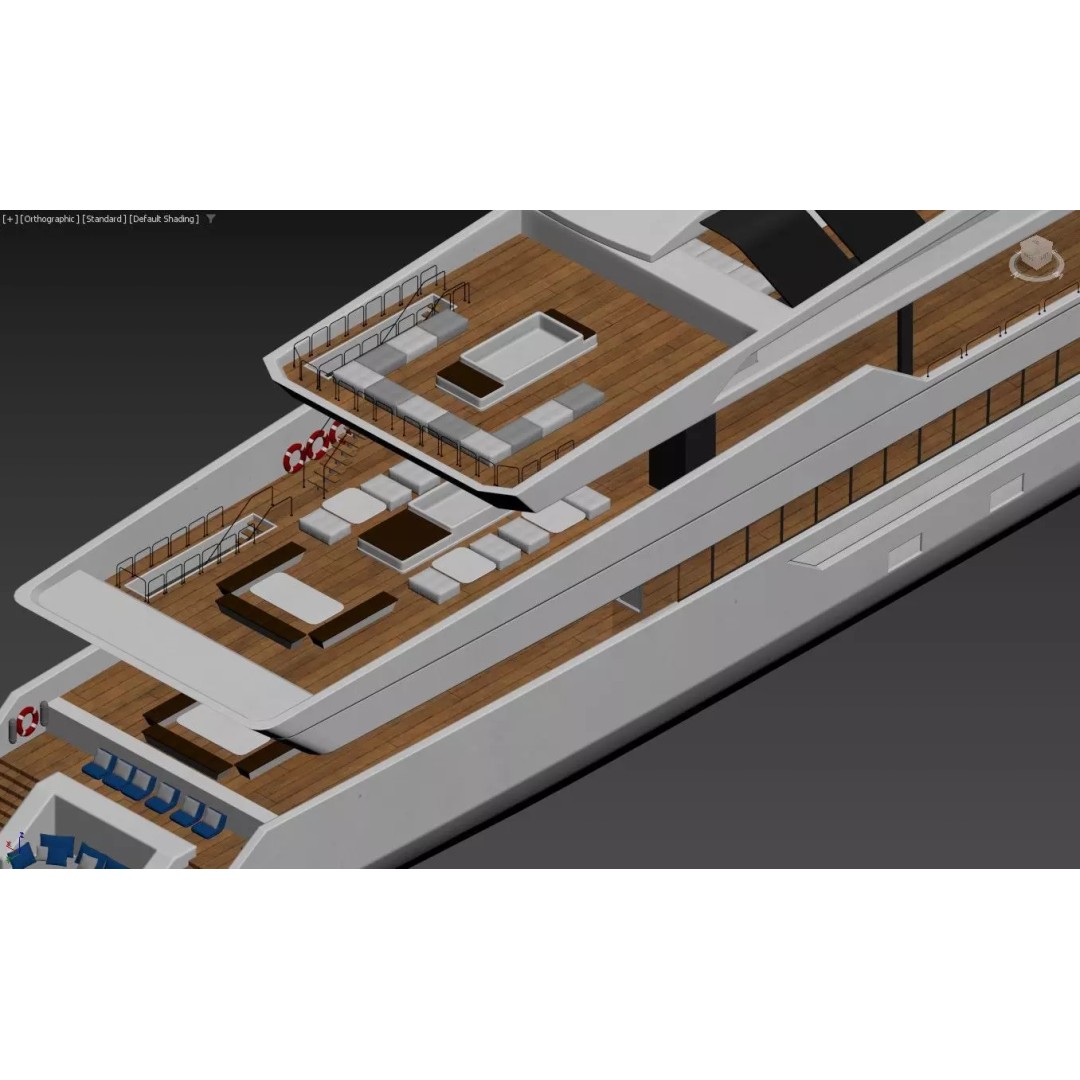 Modern Luxury Superyacht 3D Model – Teak Deck, PBR Textures, FBX - View 14