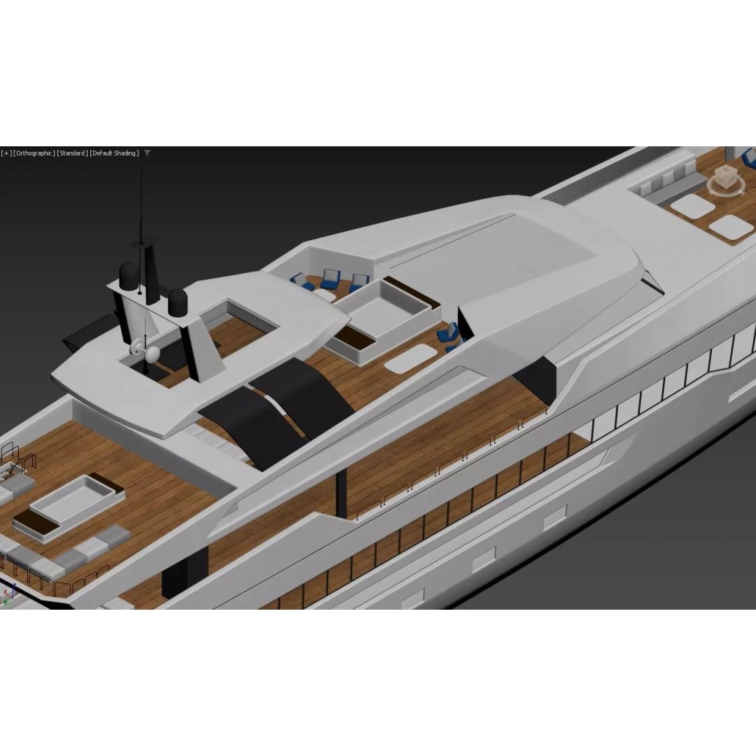 Modern Luxury Superyacht 3D Model – Teak Deck, PBR Textures, FBX - View 15