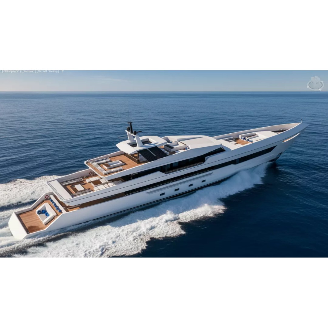 Modern Luxury Superyacht 3D Model – Teak Deck, PBR Textures, FBX - View 2
