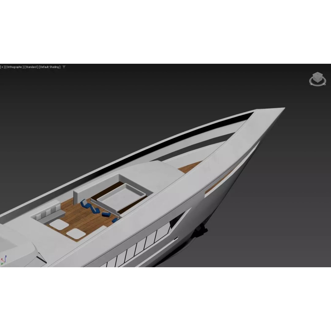 Modern Luxury Superyacht 3D Model – Teak Deck, PBR Textures, FBX - View 4