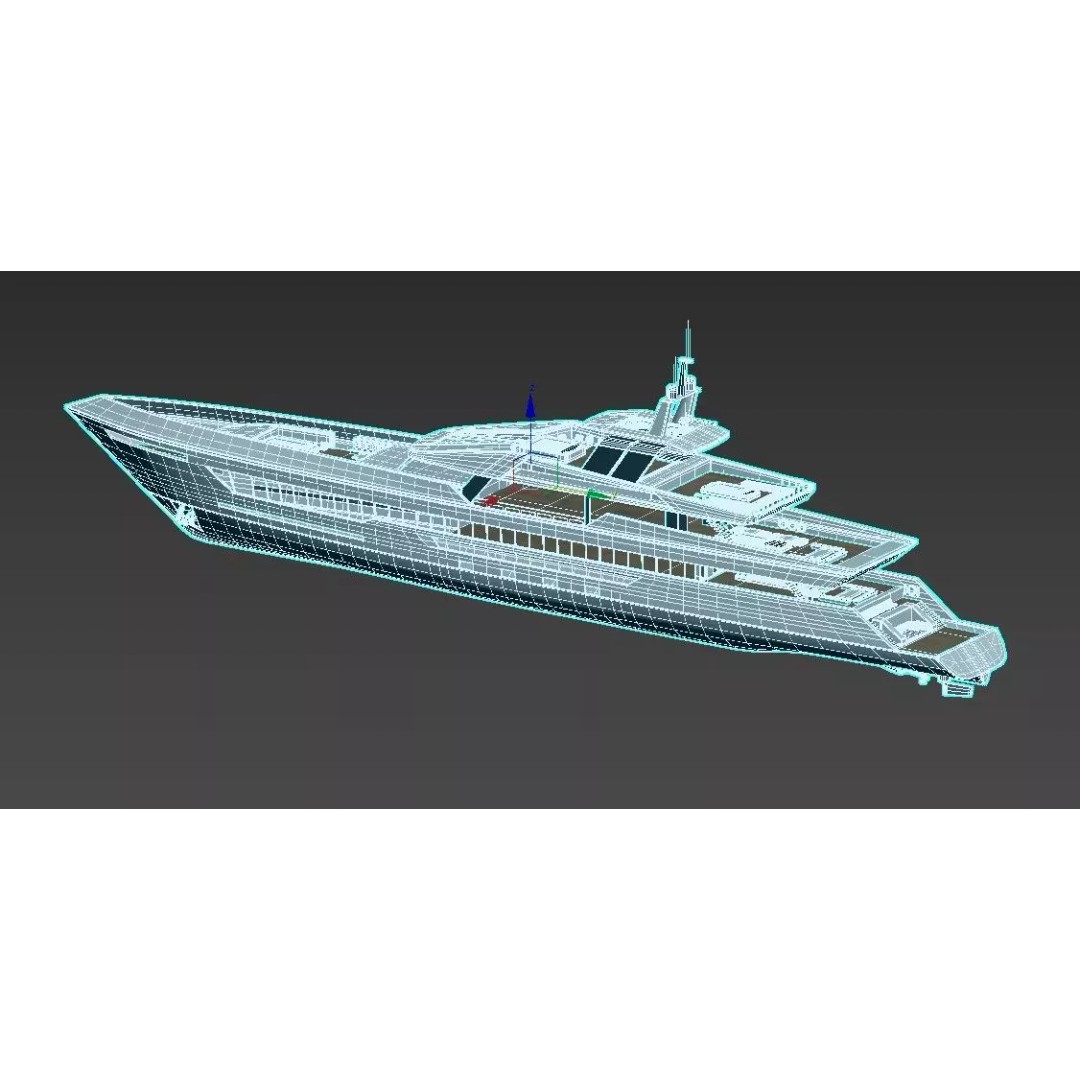 Modern Luxury Superyacht 3D Model – Teak Deck, PBR Textures, FBX - View 6
