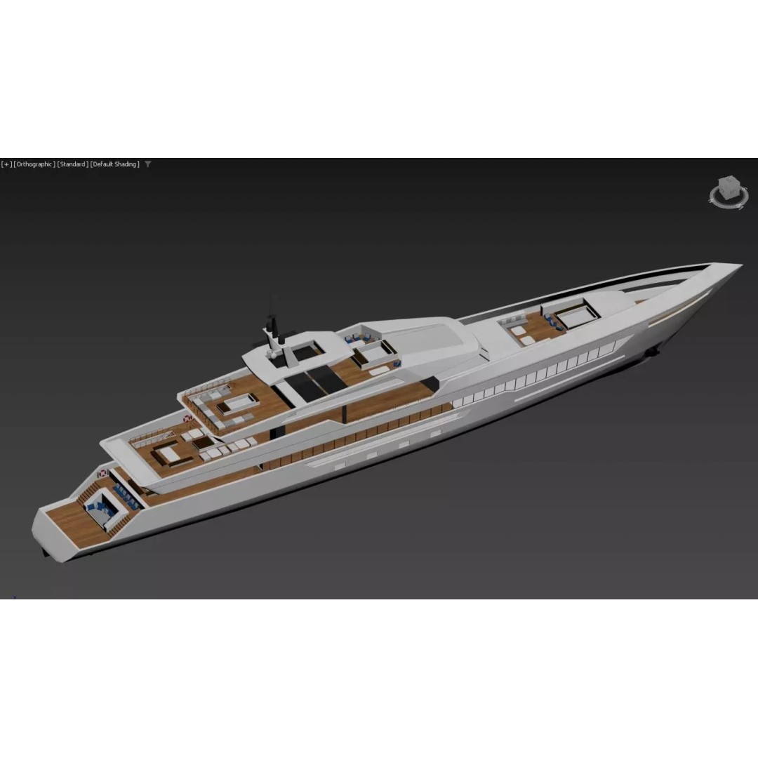 Modern Luxury Superyacht 3D Model – Teak Deck, PBR Textures, FBX - View 9