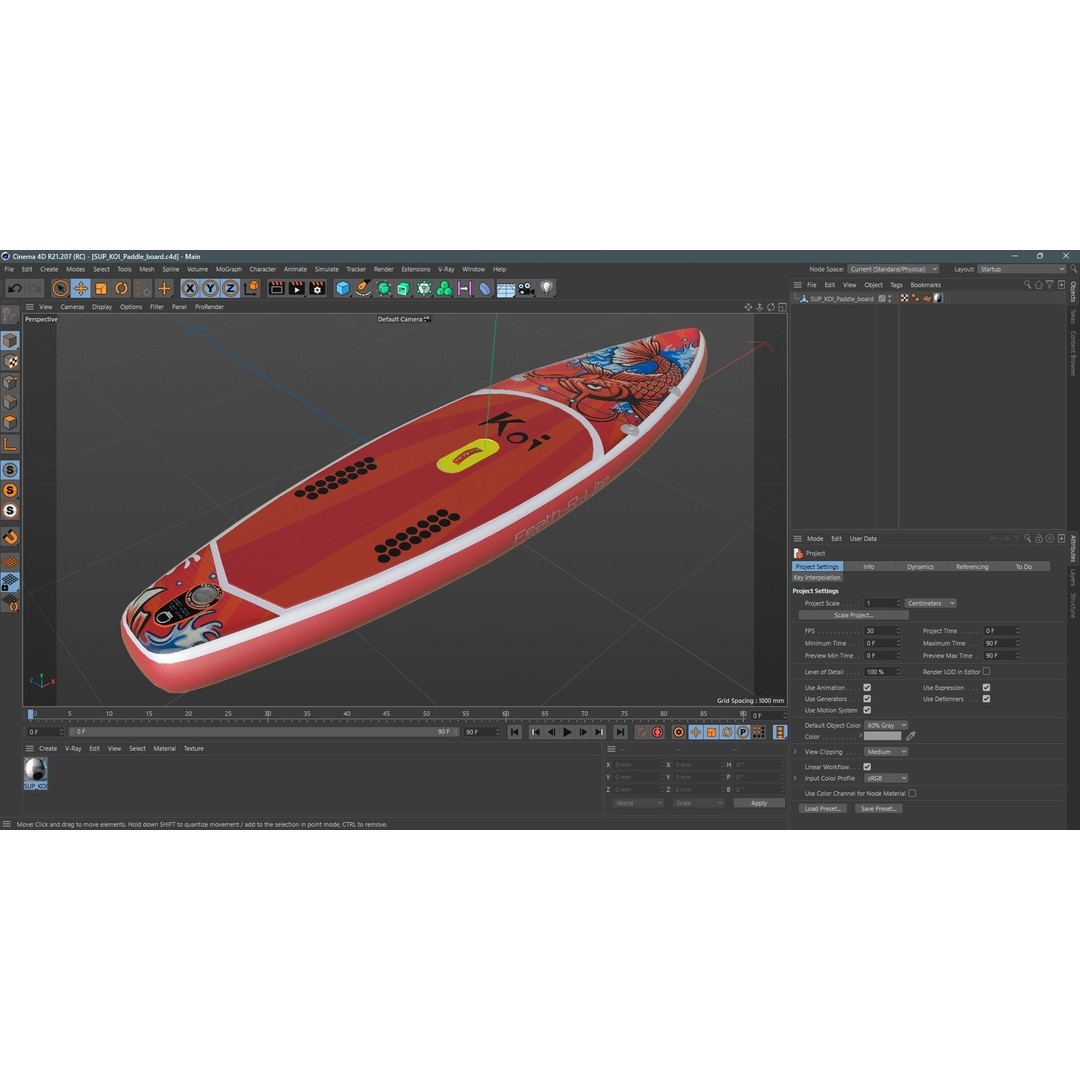 Paddle Board 3D Model – Low Poly Game Ready Asset, FBX, OBJ - View 20