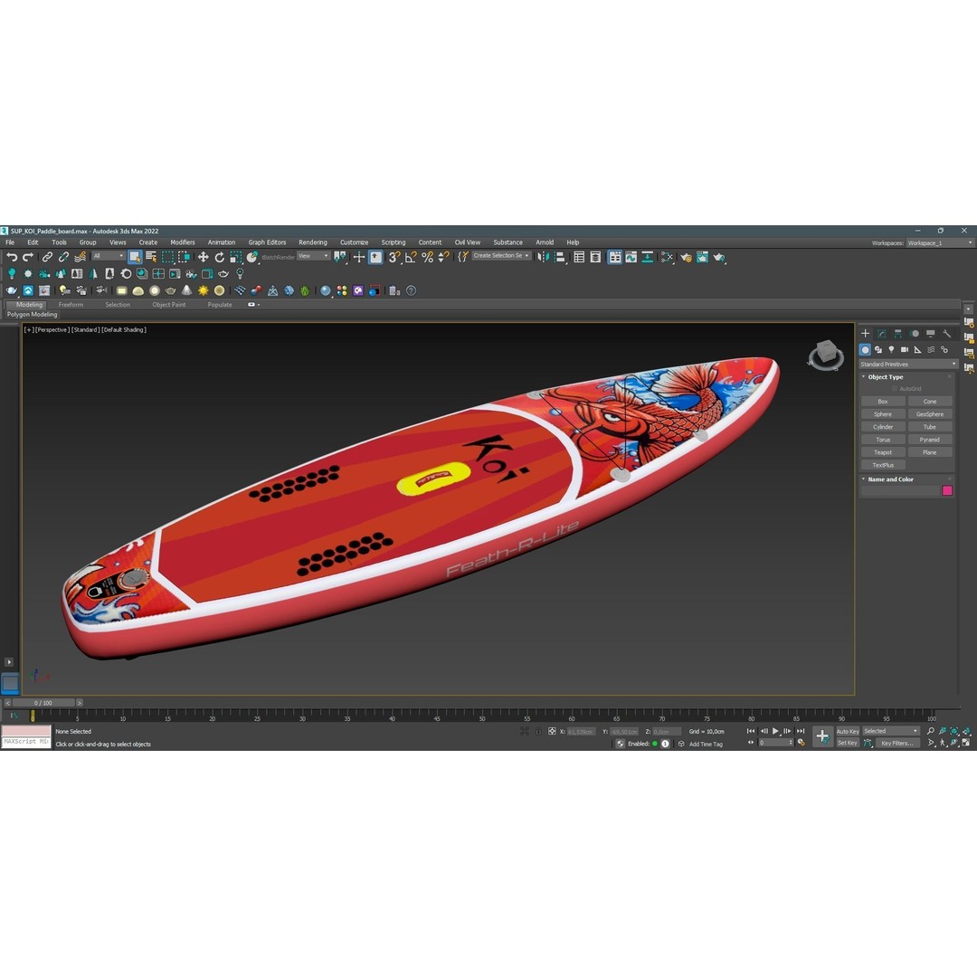 Paddle Board 3D Model – Low Poly Game Ready Asset, FBX, OBJ - View 21