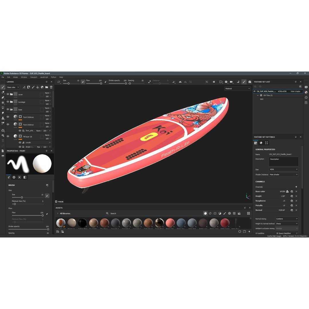 Paddle Board 3D Model – Low Poly Game Ready Asset, FBX, OBJ - View 22