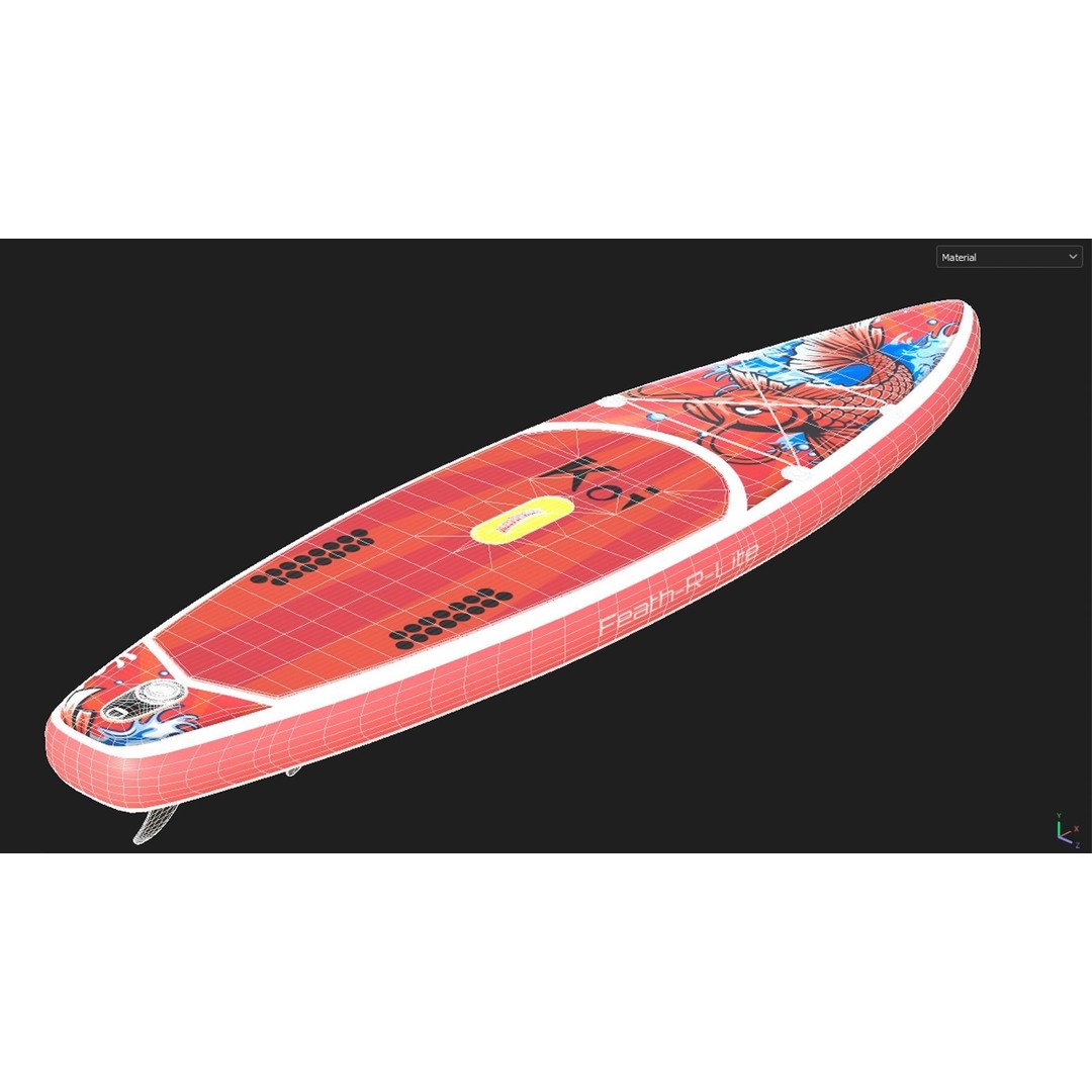 Paddle Board 3D Model – Low Poly Game Ready Asset, FBX, OBJ - View 23
