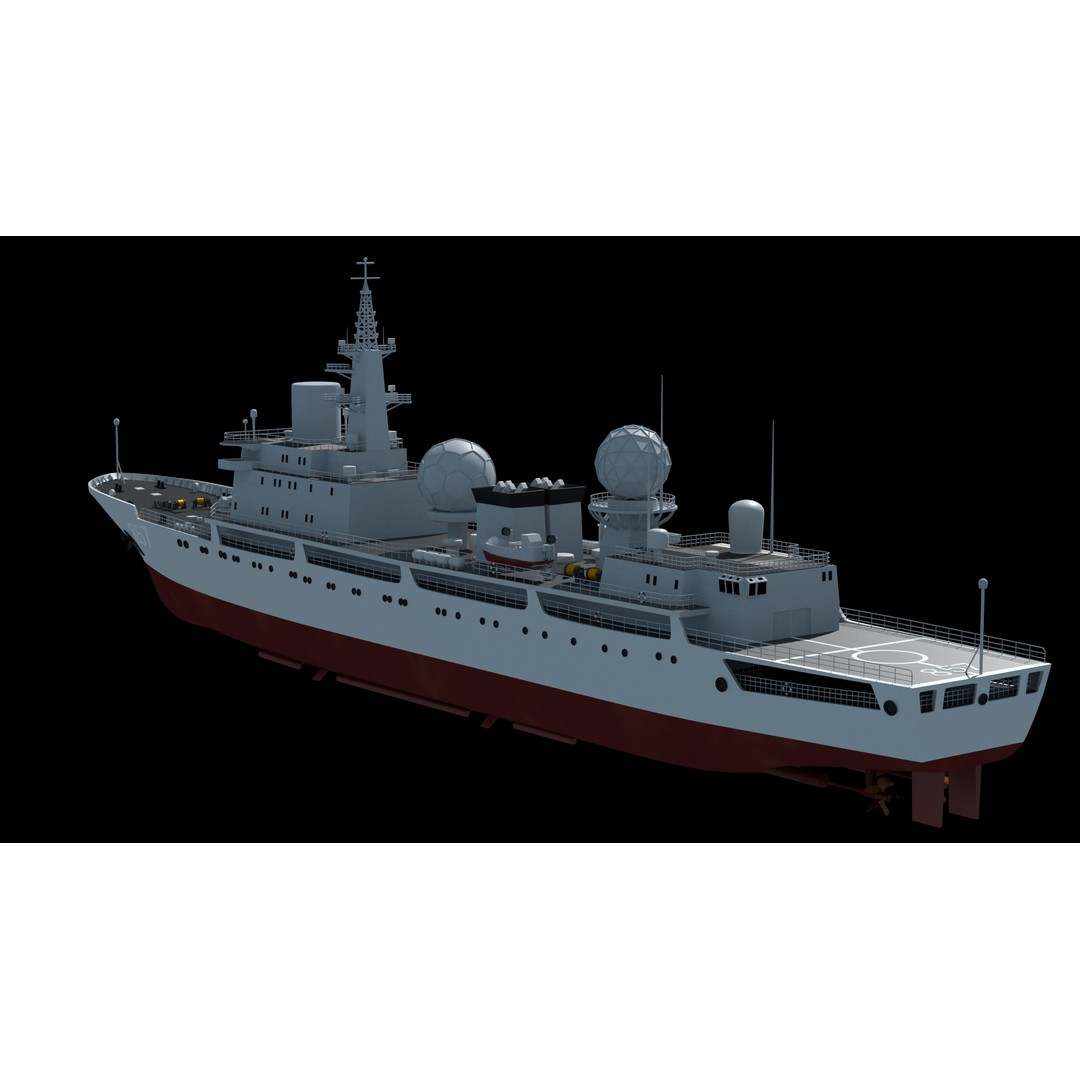 857 Tianshu Star Electronic Reconnaissance Ship 3D Model – PBR Military Watercraft, FBX, OBJ - View 11