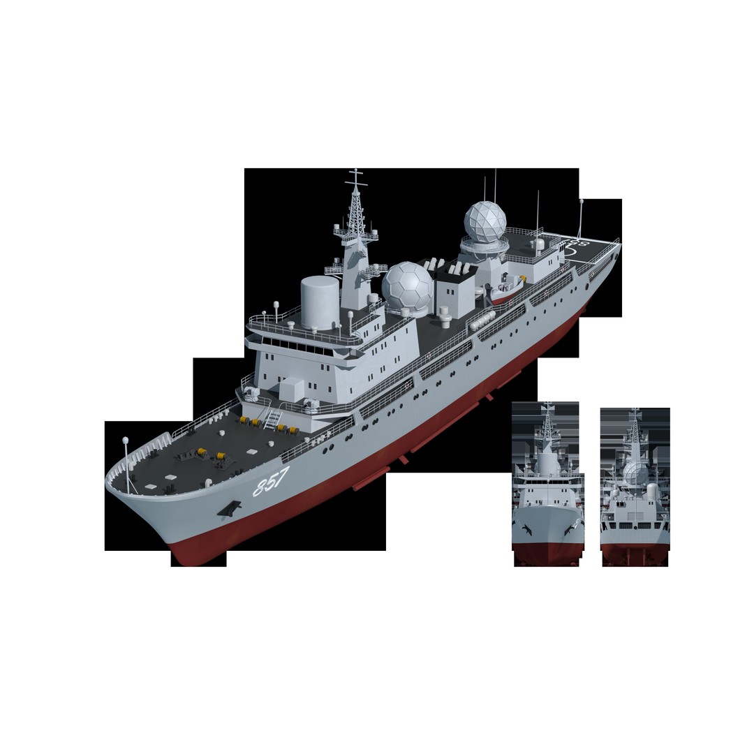 857 Tianshu Star Electronic Reconnaissance Ship 3D Model – PBR Military Watercraft, FBX, OBJ - View 13