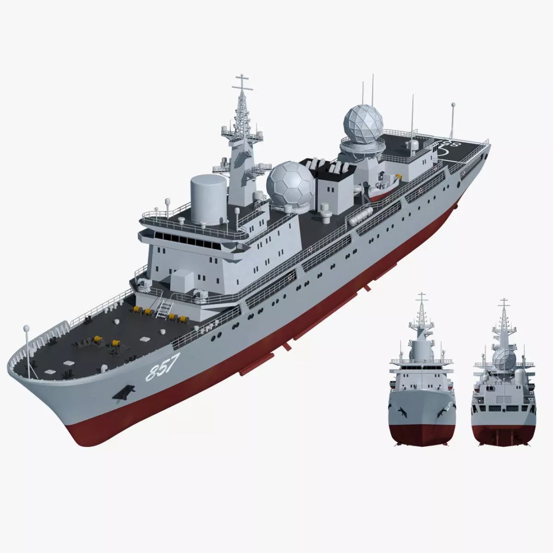 857 Tianshu Star Electronic Reconnaissance Ship 3D Model – PBR Military Watercraft, FBX, OBJ - View 2