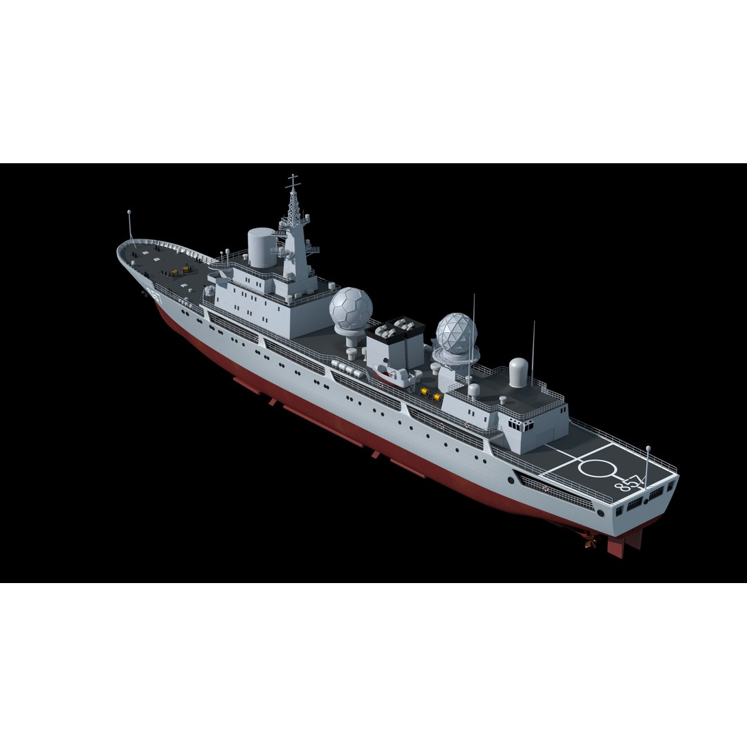 857 Tianshu Star Electronic Reconnaissance Ship 3D Model – PBR Military Watercraft, FBX, OBJ - View 3