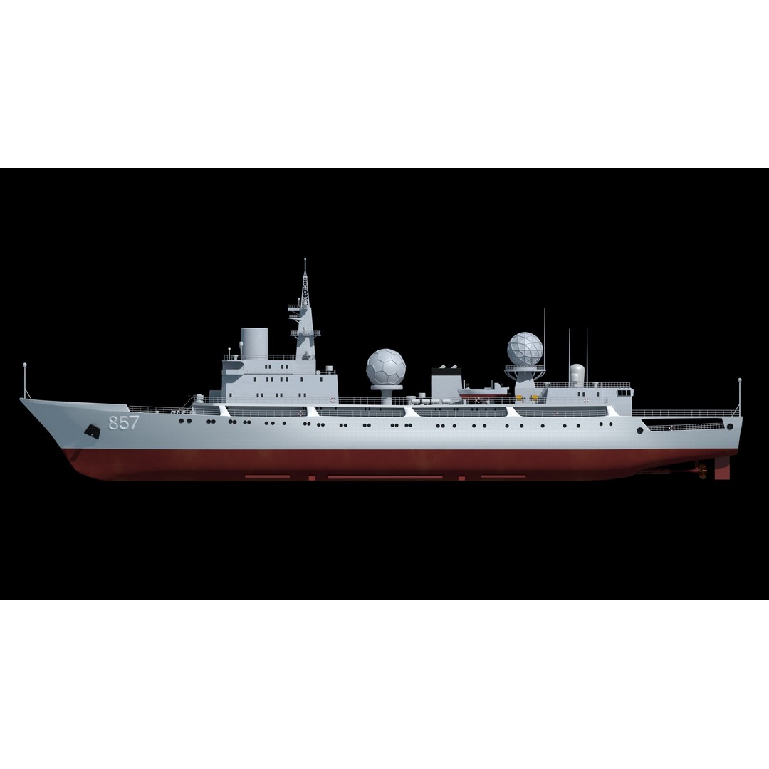 857 Tianshu Star Electronic Reconnaissance Ship 3D Model – PBR Military Watercraft, FBX, OBJ - View 4