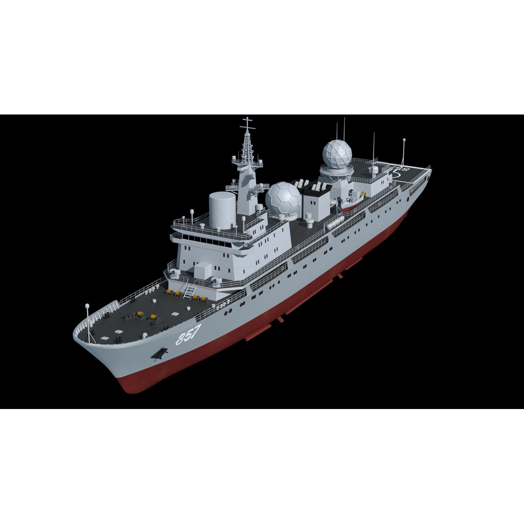 857 Tianshu Star Electronic Reconnaissance Ship 3D Model – PBR Military Watercraft, FBX, OBJ - View 5