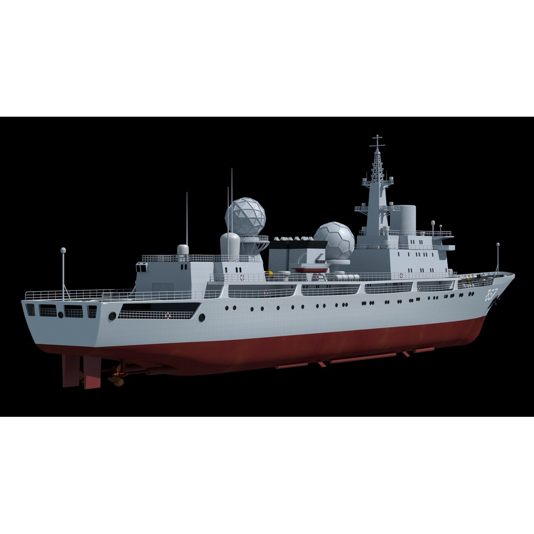 857 Tianshu Star Electronic Reconnaissance Ship 3D Model – PBR Military Watercraft, FBX, OBJ - View 7