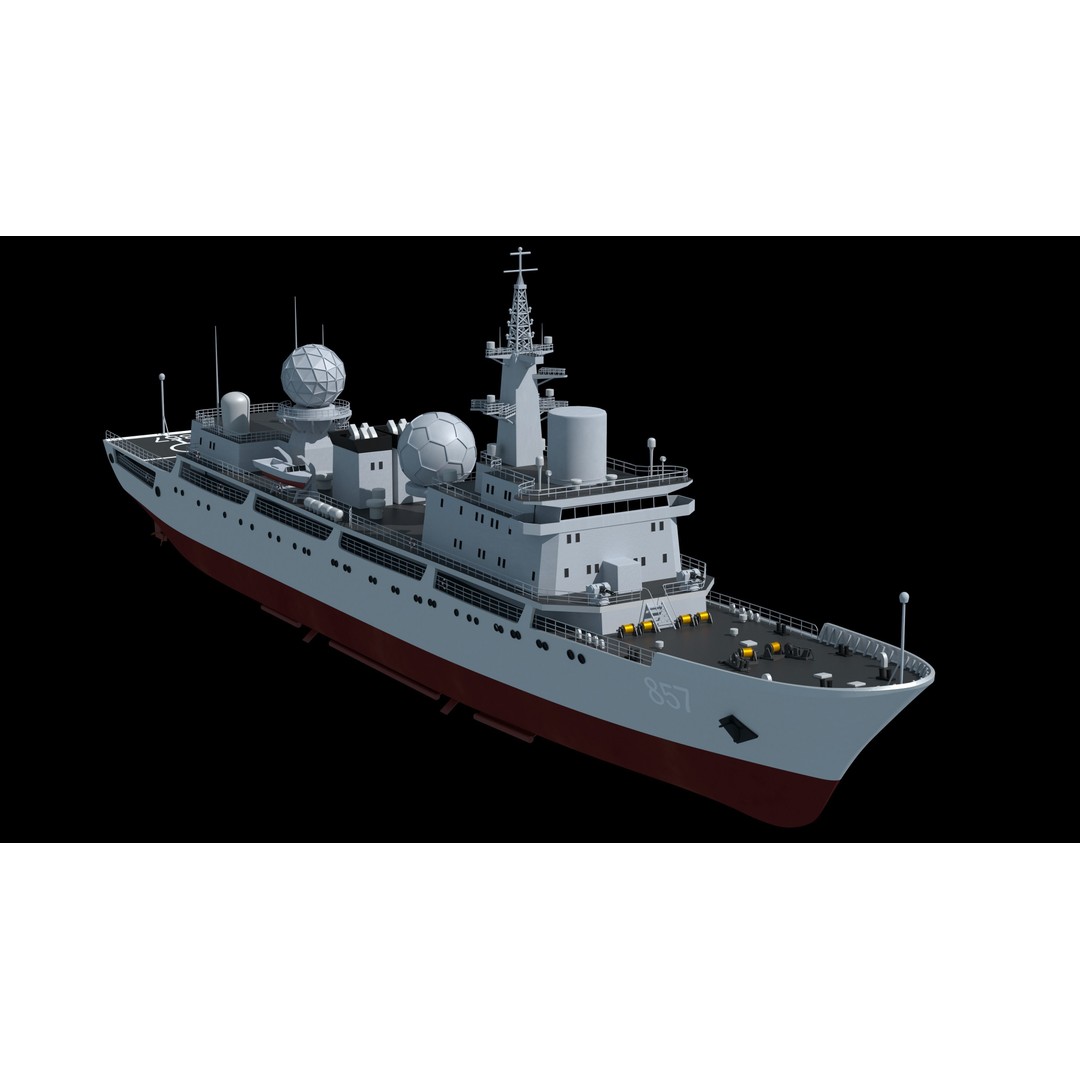 857 Tianshu Star Electronic Reconnaissance Ship 3D Model – PBR Military Watercraft, FBX, OBJ - View 8