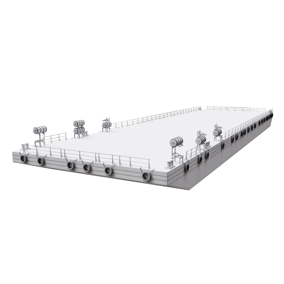 Flat Top Barge 3D Model – High-Detail Industrial Vehicle, FBX, OBJ