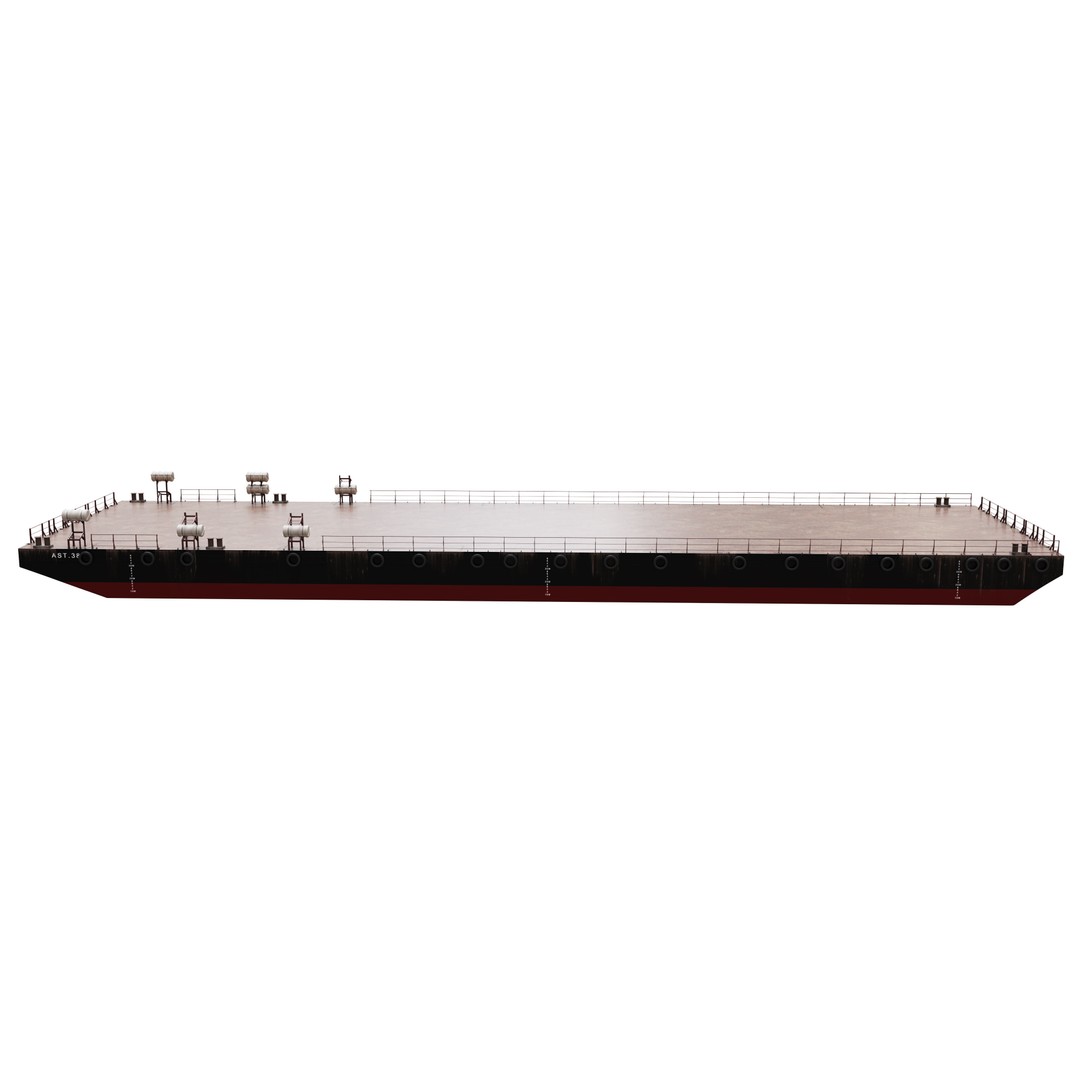 Flat Top Barge 3D Model – High-Detail Industrial Vehicle, FBX, OBJ - View 4