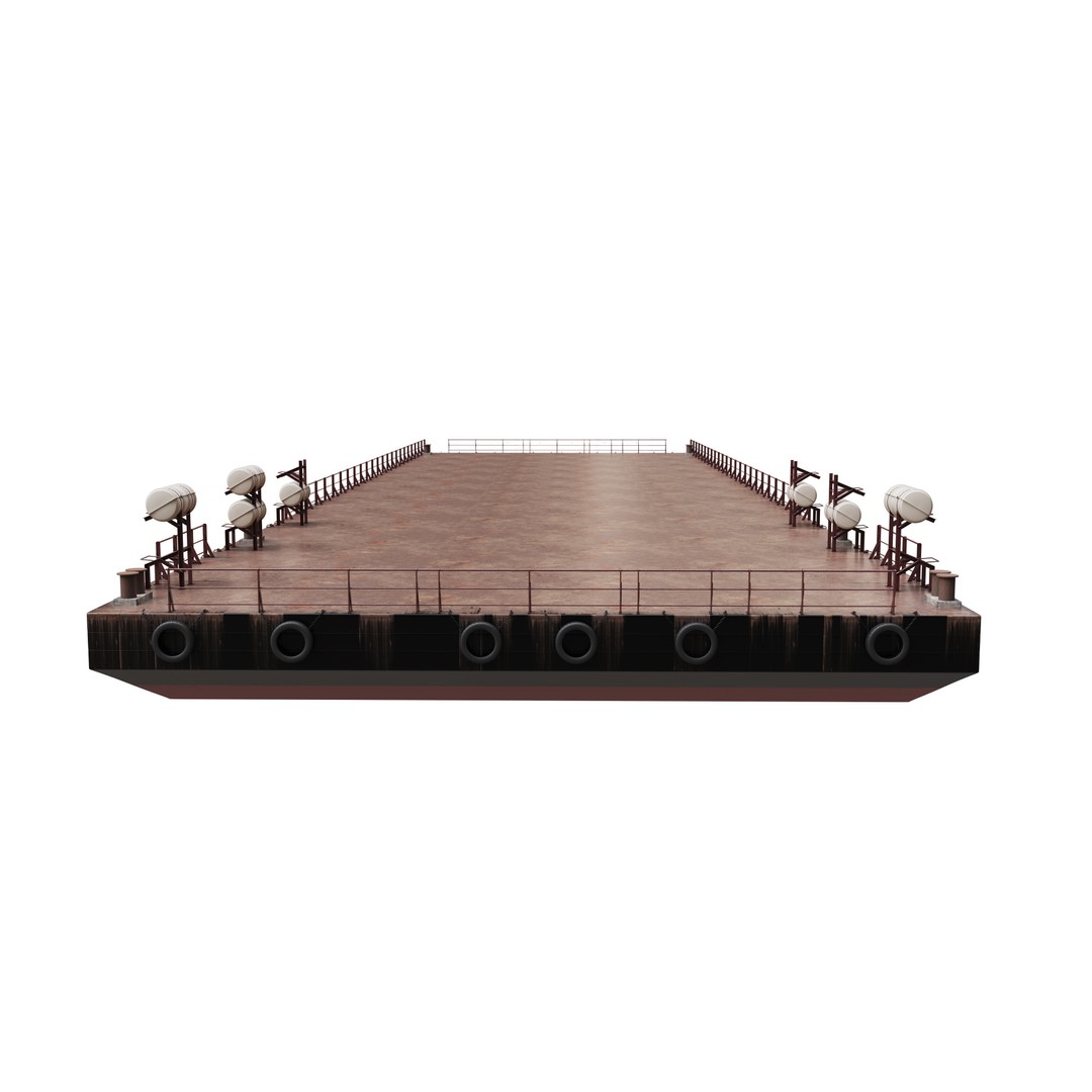 Flat Top Barge 3D Model – High-Detail Industrial Vehicle, FBX, OBJ - View 5