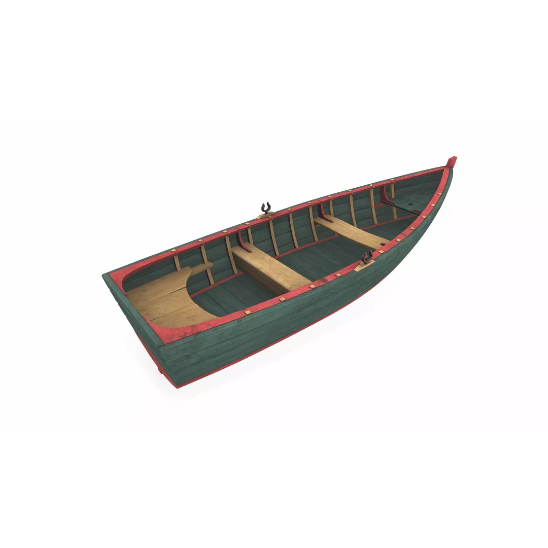 Old Wooden Boat 3D Model – Low Poly PBR Game Asset, FBX, OBJ - View 12