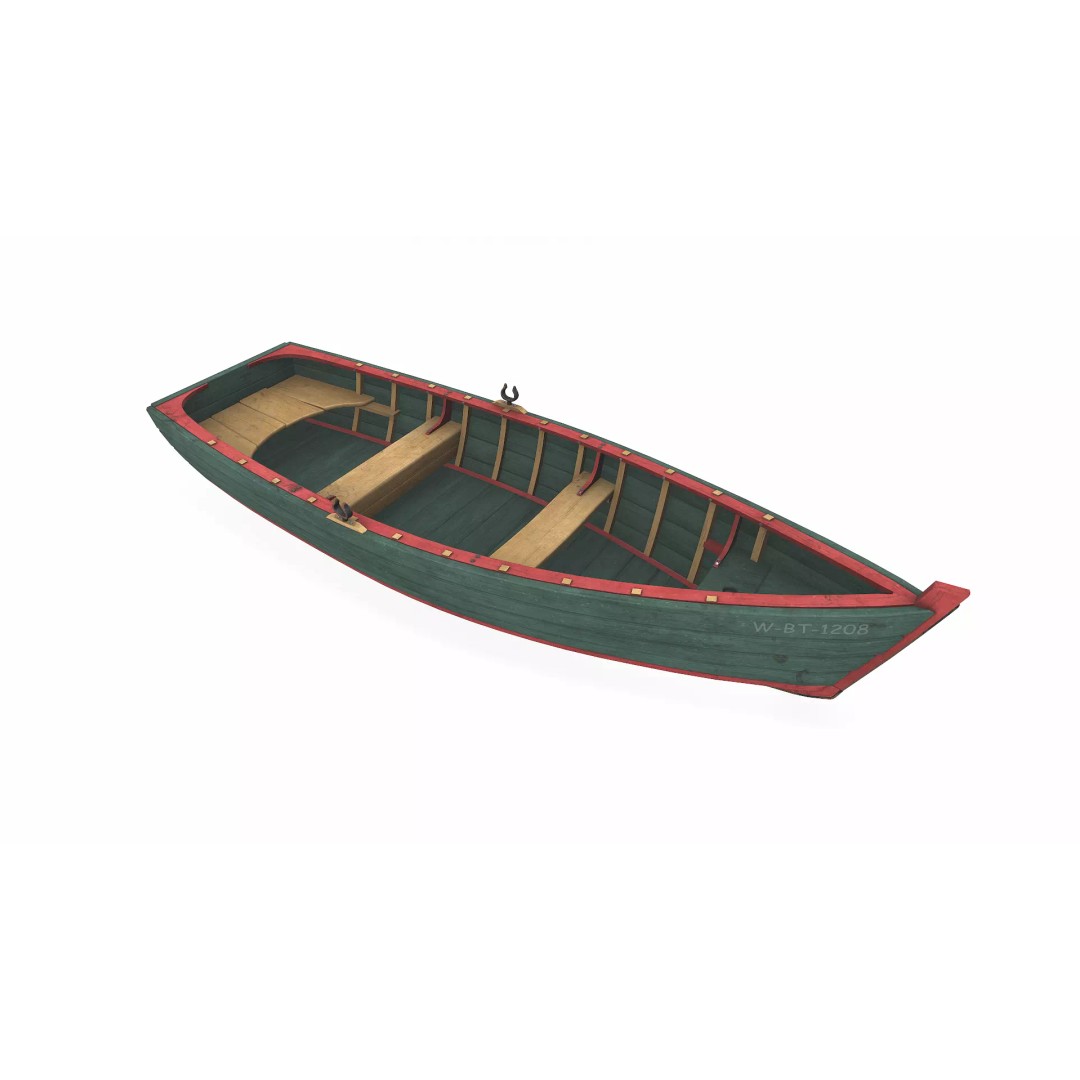 Old Wooden Boat 3D Model – Low Poly PBR Game Asset, FBX, OBJ - View 16