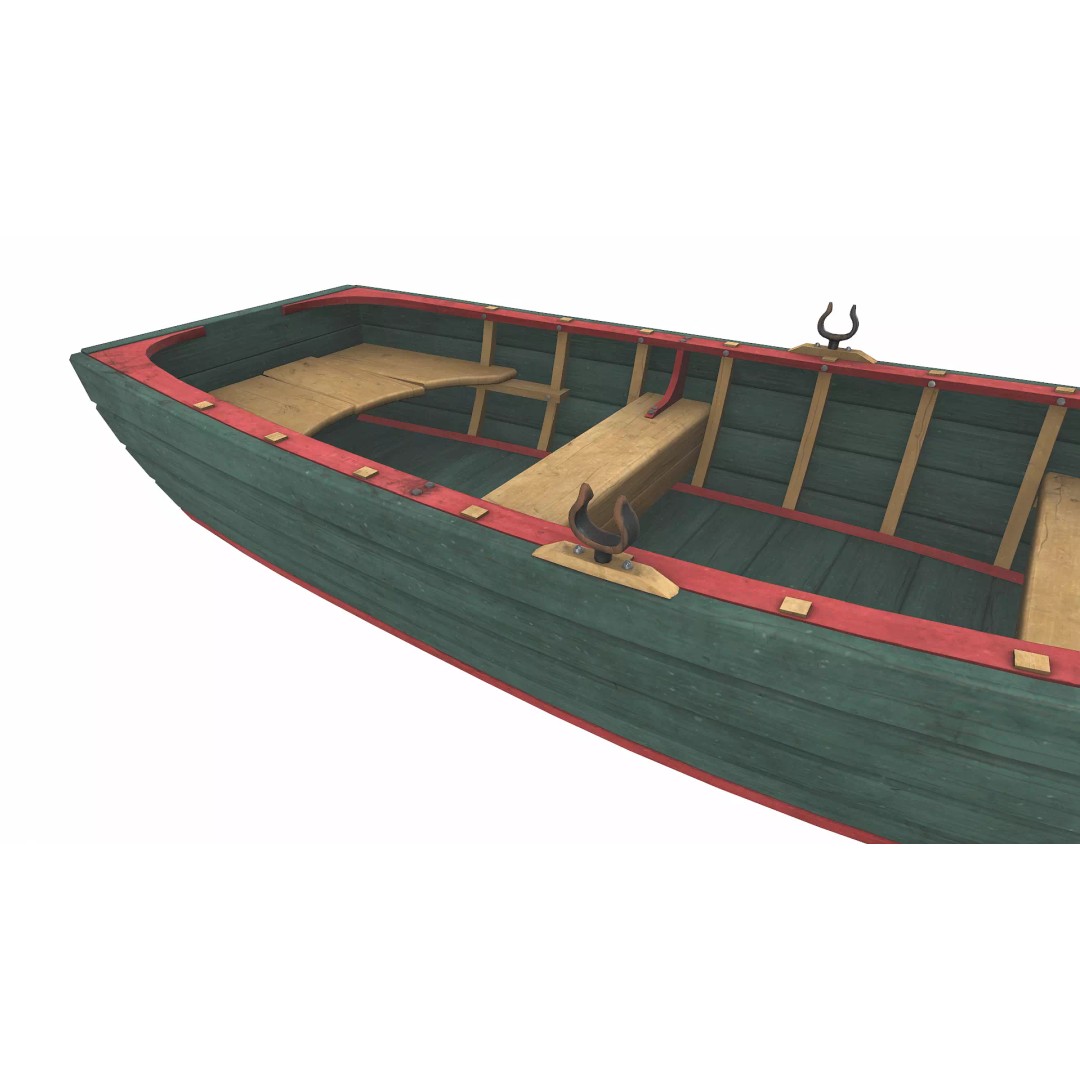 Old Wooden Boat 3D Model – Low Poly PBR Game Asset, FBX, OBJ - View 27