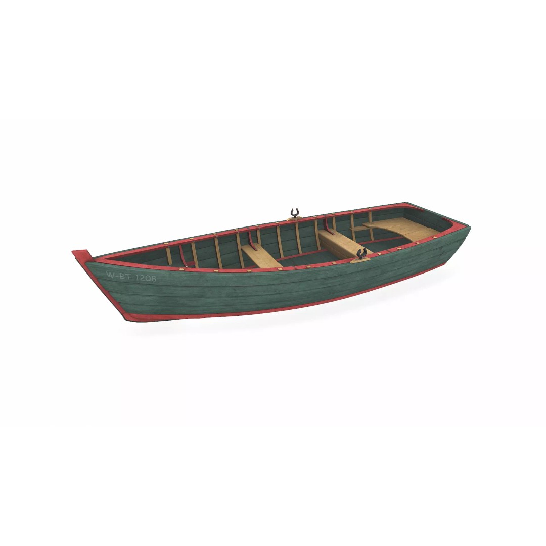 Old Wooden Boat 3D Model – Low Poly PBR Game Asset, FBX, OBJ - View 4