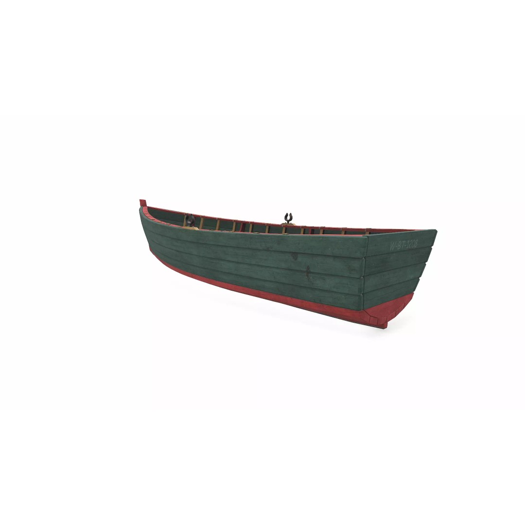 Old Wooden Boat 3D Model – Low Poly PBR Game Asset, FBX, OBJ - View 7