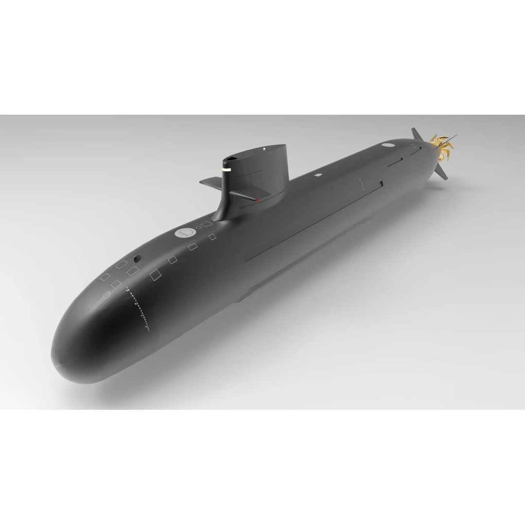 Taigei-Class Submarine 3D Model – Low Poly Game Asset, FBX - View 2