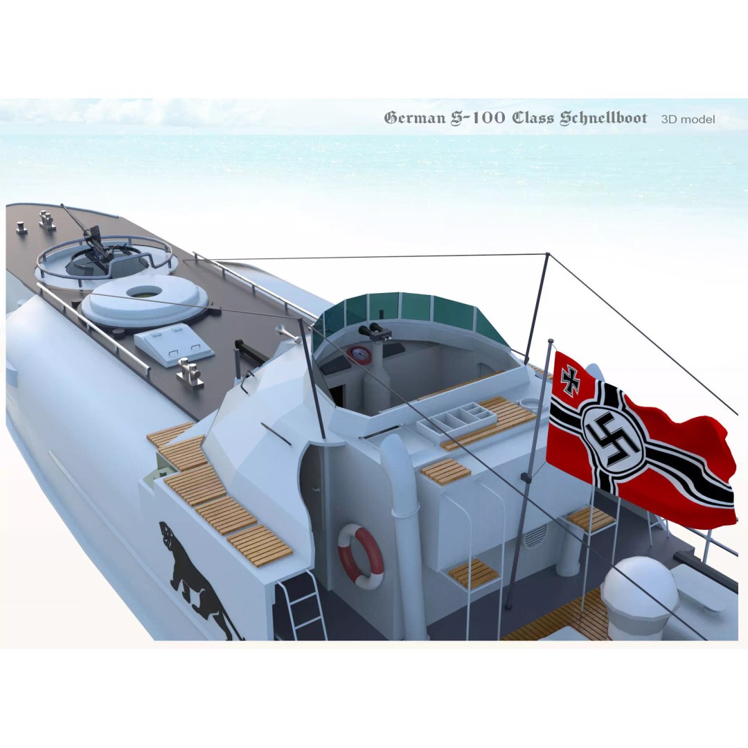 German S-100 Class Schnellboot 3D Model – Military Watercraft, FBX - View 10