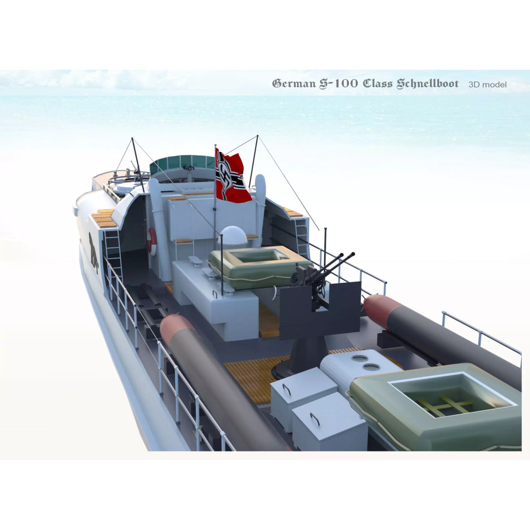 German S-100 Class Schnellboot 3D Model – Military Watercraft, FBX - View 12