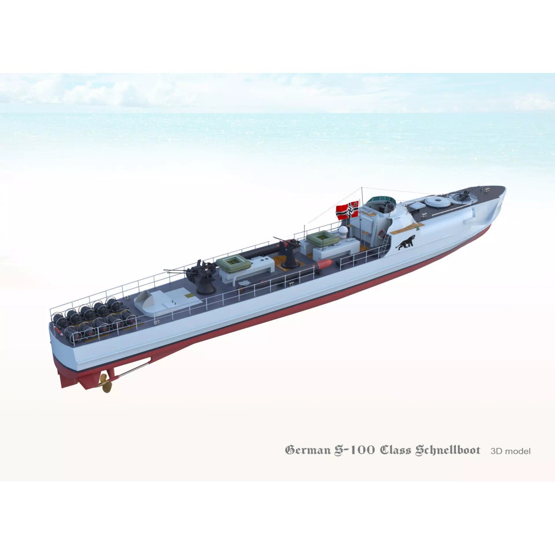 German S-100 Class Schnellboot 3D Model – Military Watercraft, FBX - View 13
