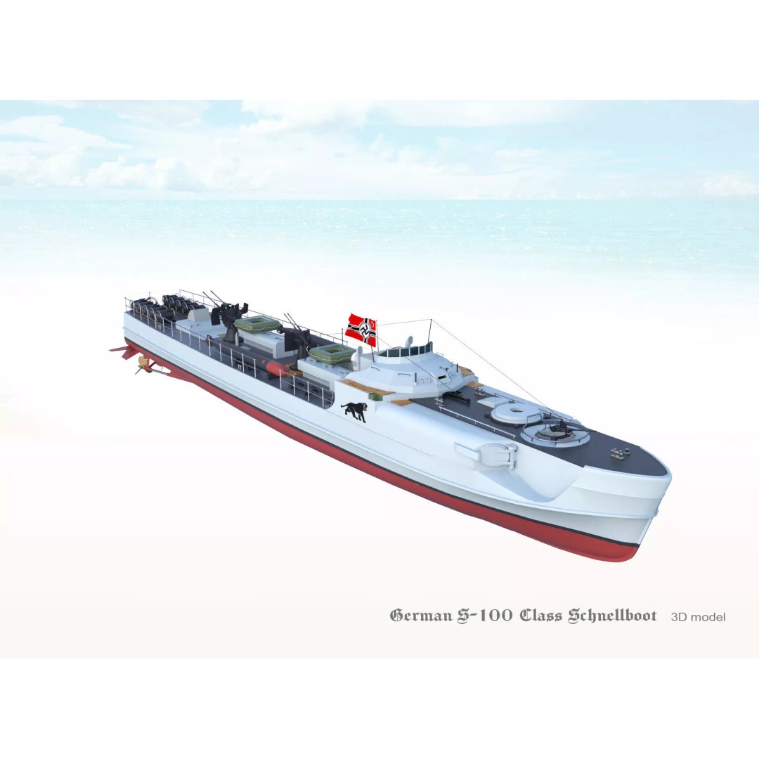 German S-100 Class Schnellboot 3D Model – Military Watercraft, FBX - View 15