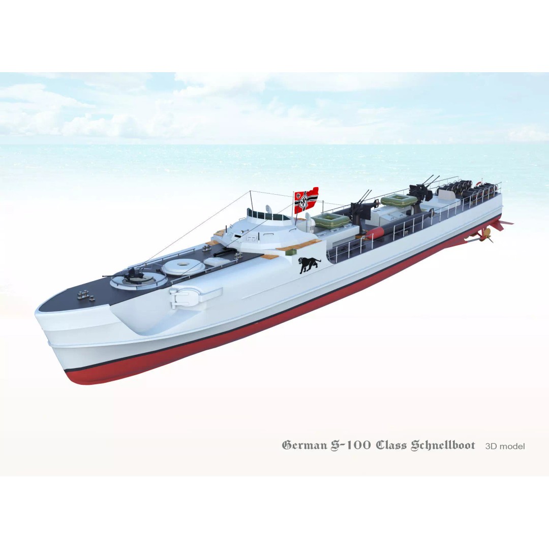 German S-100 Class Schnellboot 3D Model – Military Watercraft, FBX - View 16