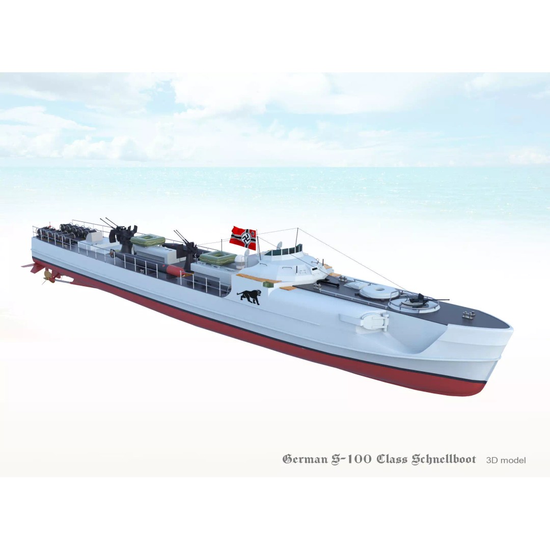 German S-100 Class Schnellboot 3D Model – Military Watercraft, FBX - View 17