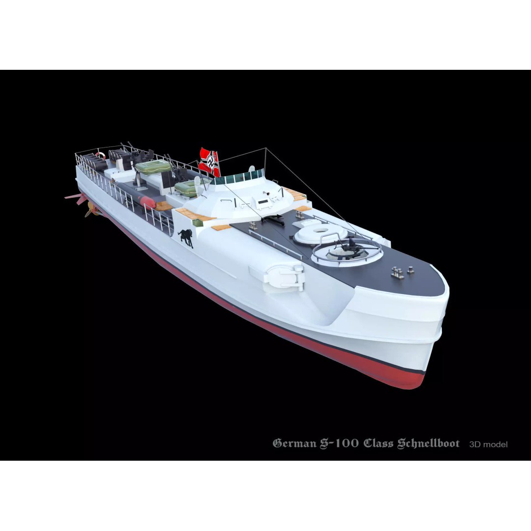 German S-100 Class Schnellboot 3D Model – Military Watercraft, FBX - View 18