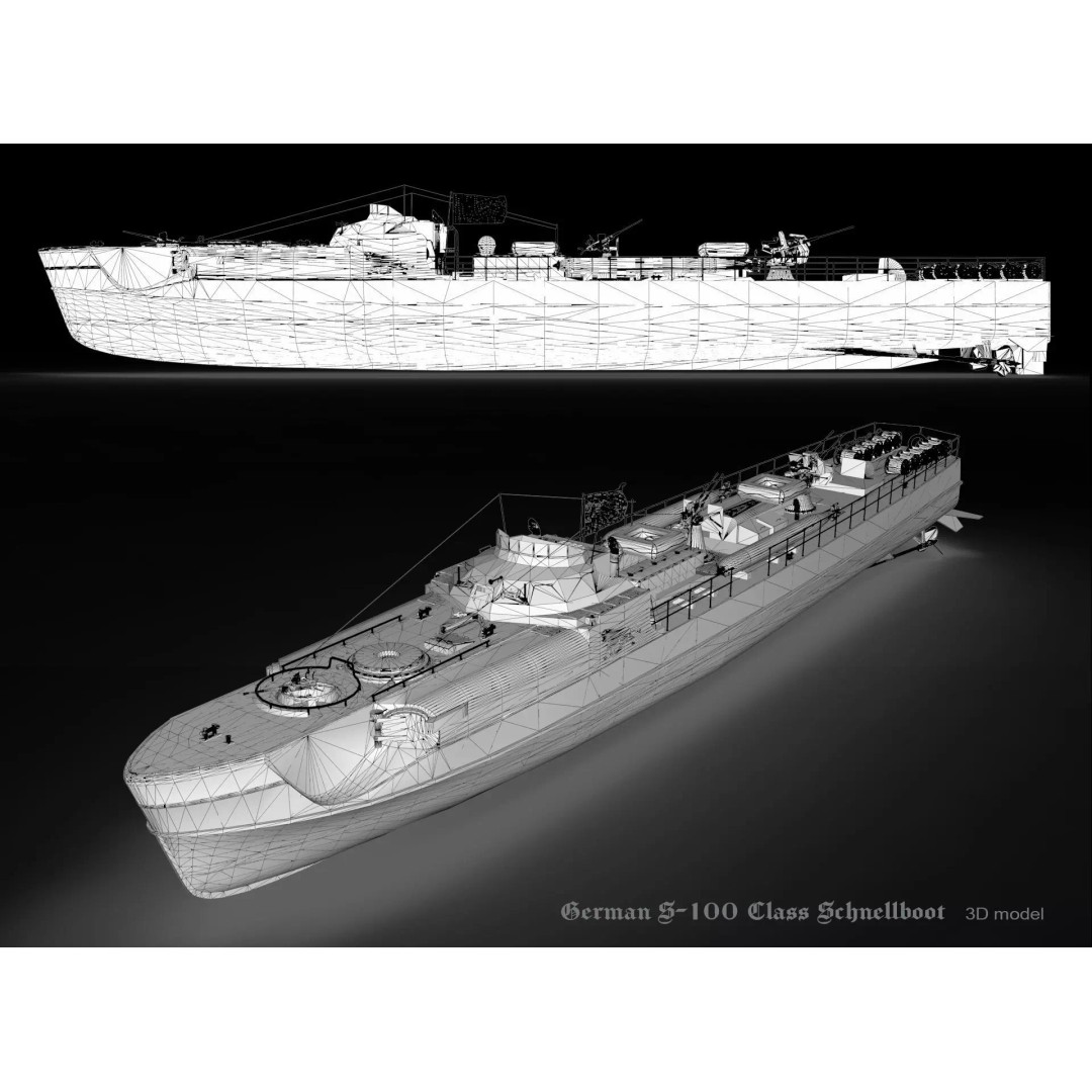 German S-100 Class Schnellboot 3D Model – Military Watercraft, FBX - View 19