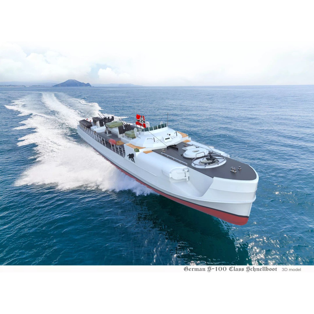 German S-100 Class Schnellboot 3D Model – Military Watercraft, FBX - View 2