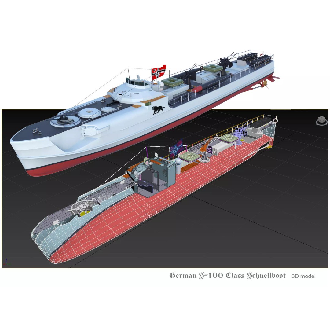 German S-100 Class Schnellboot 3D Model – Military Watercraft, FBX - View 21