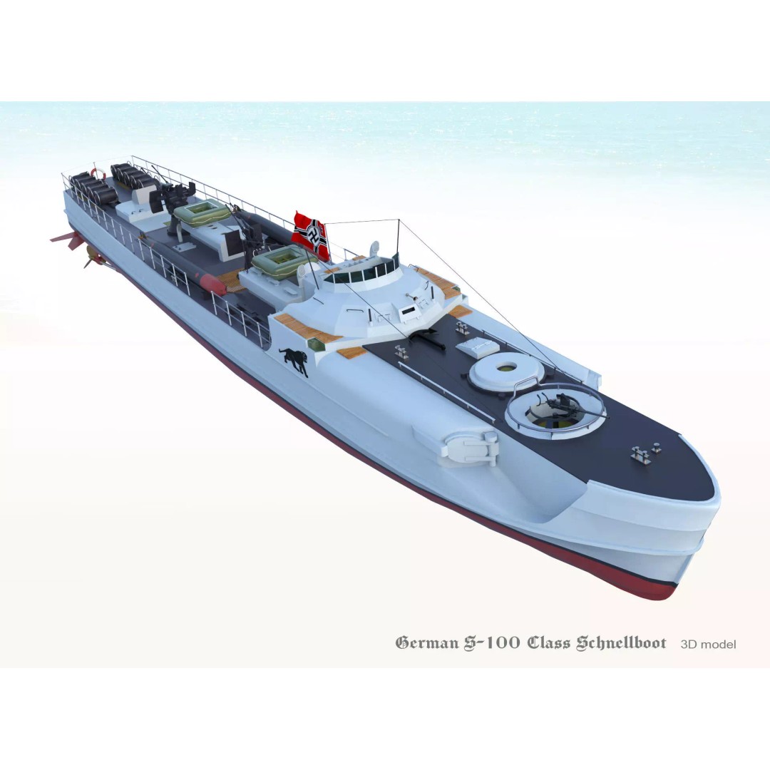 German S-100 Class Schnellboot 3D Model – Military Watercraft, FBX - View 3