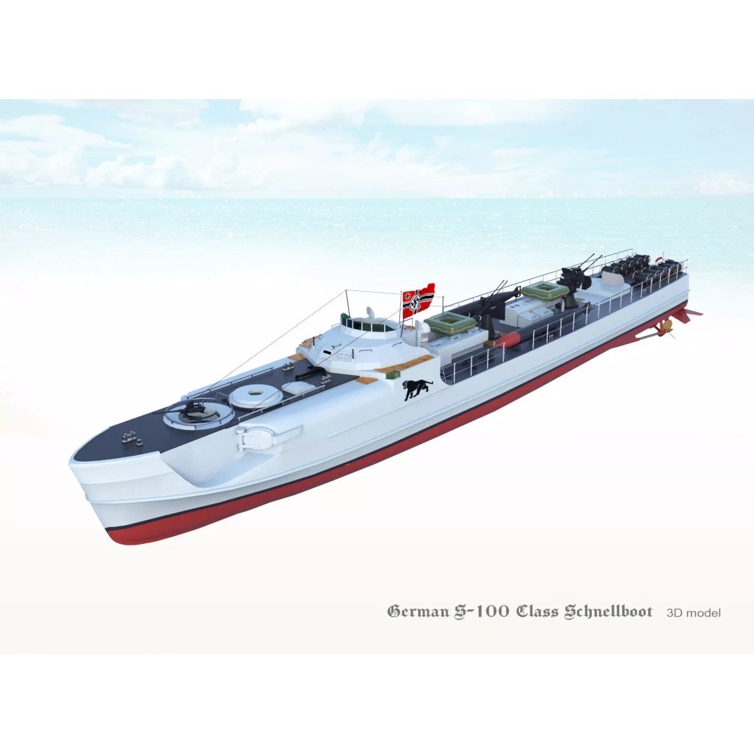 German S-100 Class Schnellboot 3D Model – Military Watercraft, FBX - View 4