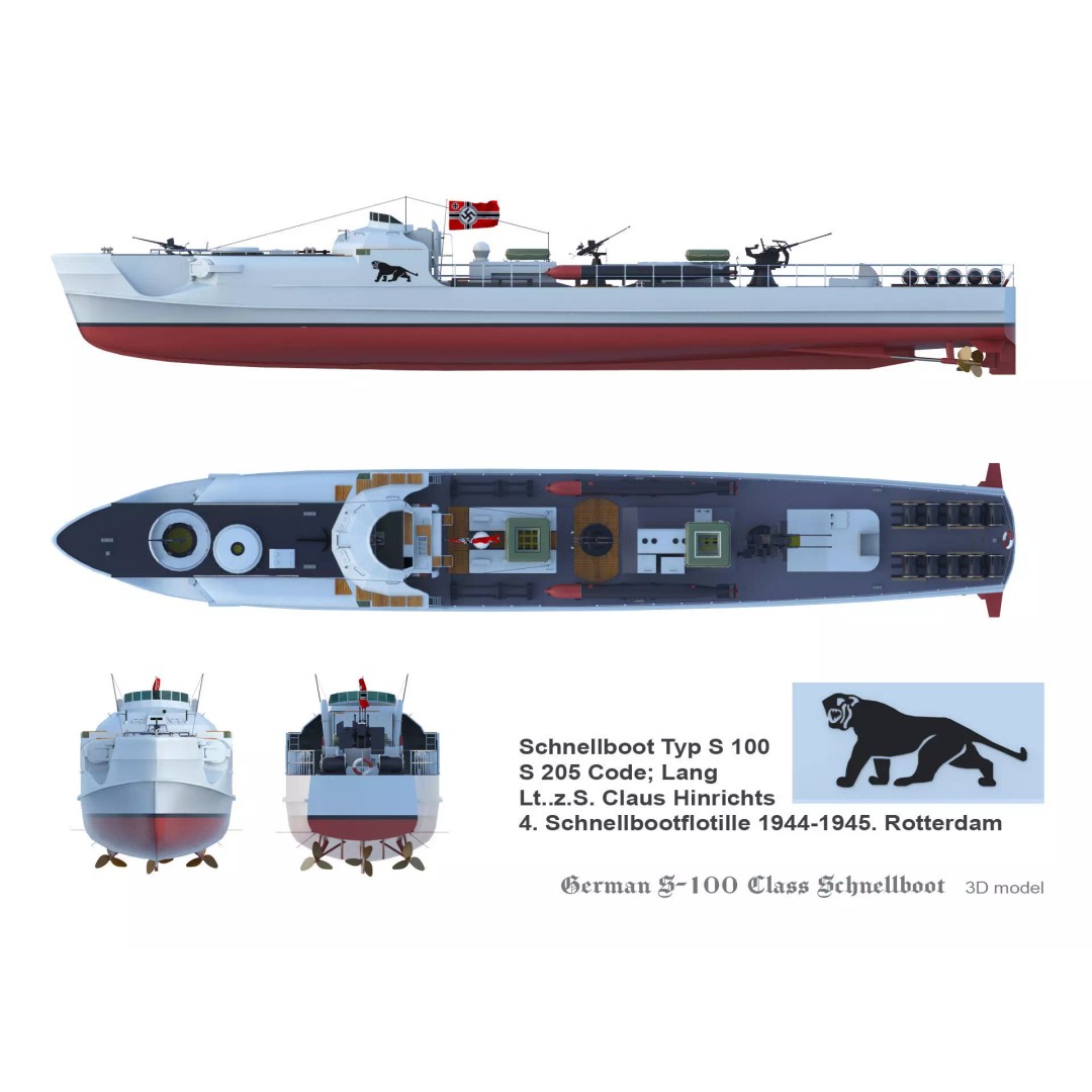 German S-100 Class Schnellboot 3D Model – Military Watercraft, FBX - View 5