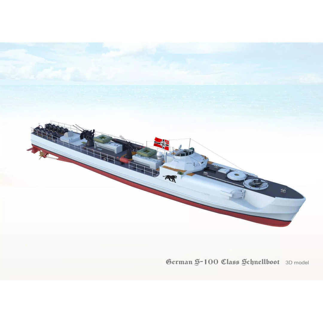 German S-100 Class Schnellboot 3D Model – Military Watercraft, FBX - View 6