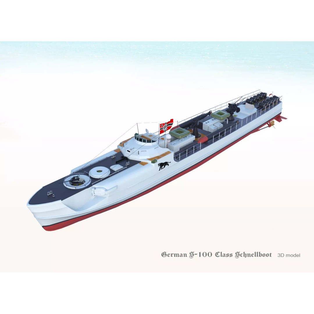 German S-100 Class Schnellboot 3D Model – Military Watercraft, FBX - View 7
