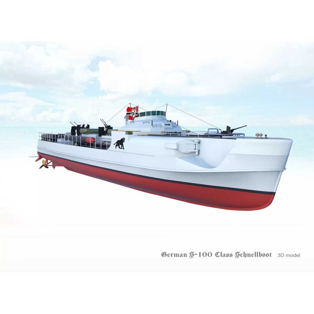 German S-100 Class Schnellboot 3D Model – Military Watercraft, FBX - View 8