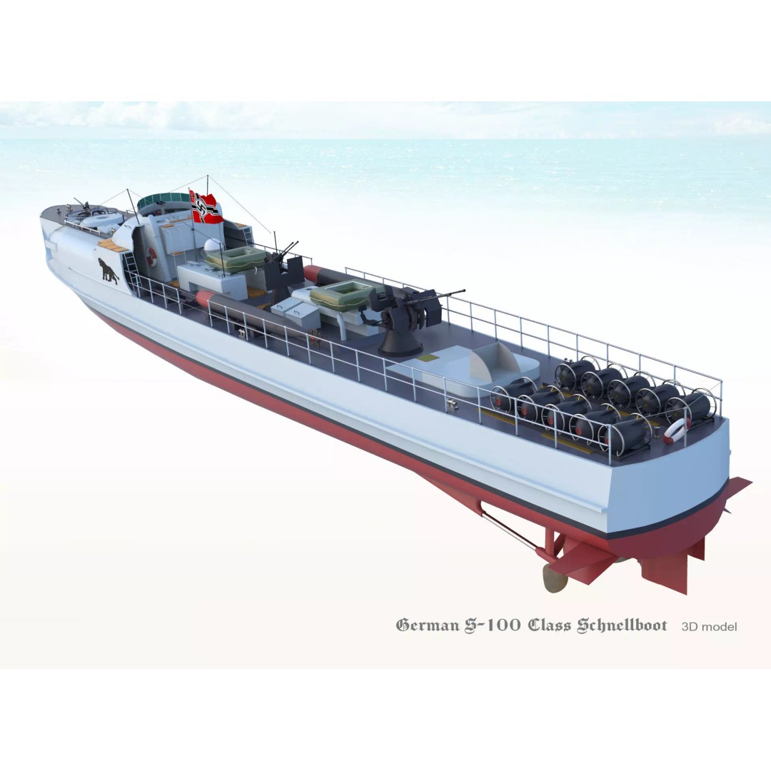 German S-100 Class Schnellboot 3D Model – Military Watercraft, FBX - View 9