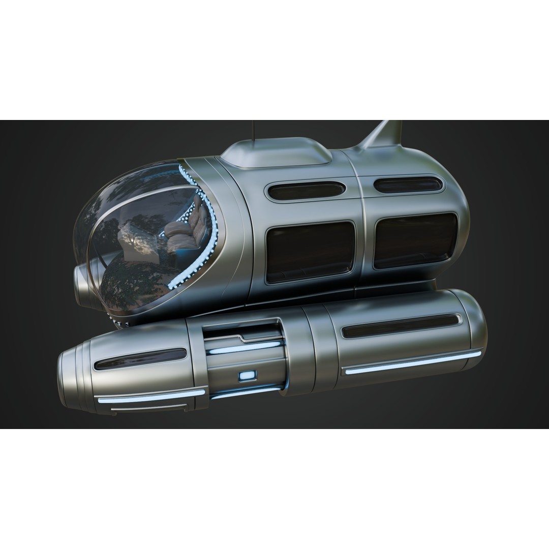 Tourist Submersible 3D Model – Futuristic Watercraft with PBR Textures - View 11