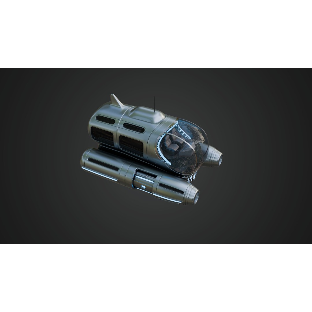 Tourist Submersible 3D Model – Futuristic Watercraft with PBR Textures - View 12
