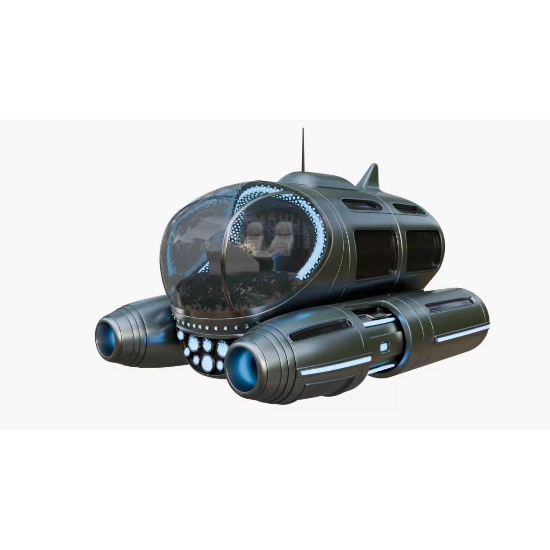 Tourist Submersible 3D Model – Futuristic Watercraft with PBR Textures - View 2